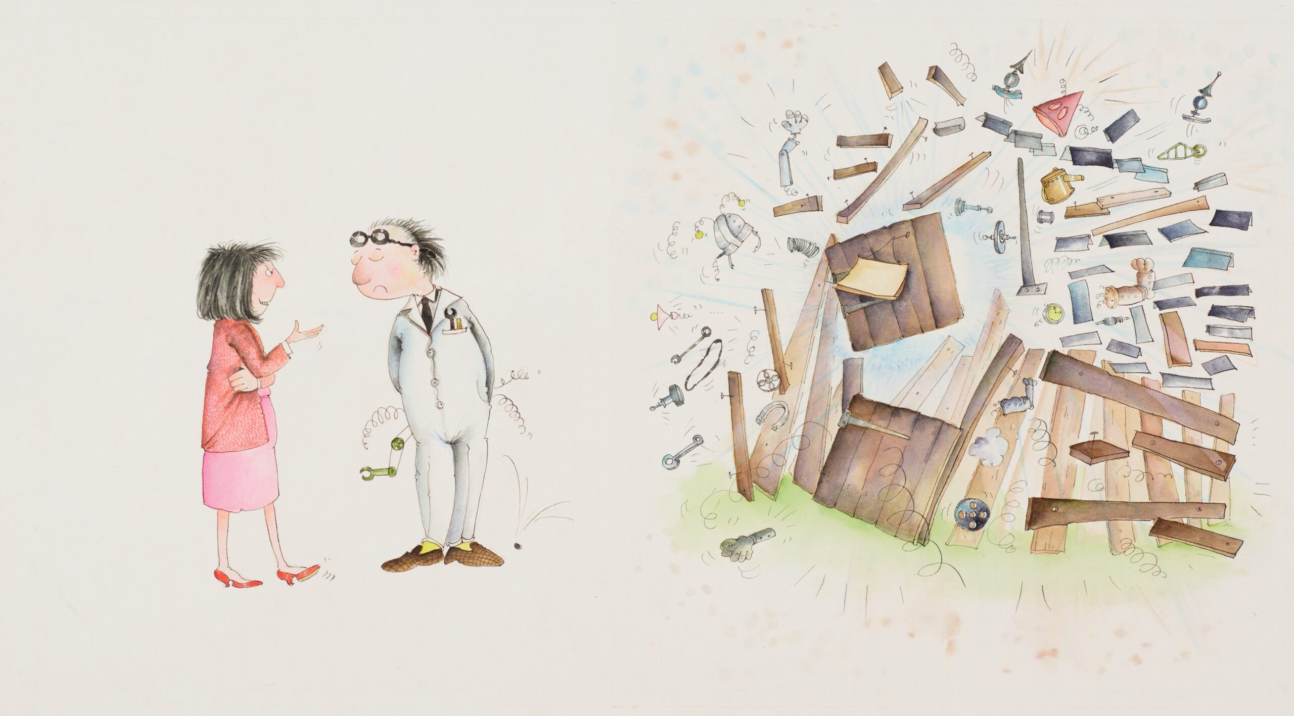 Interior illustration from The Trouble with Dad