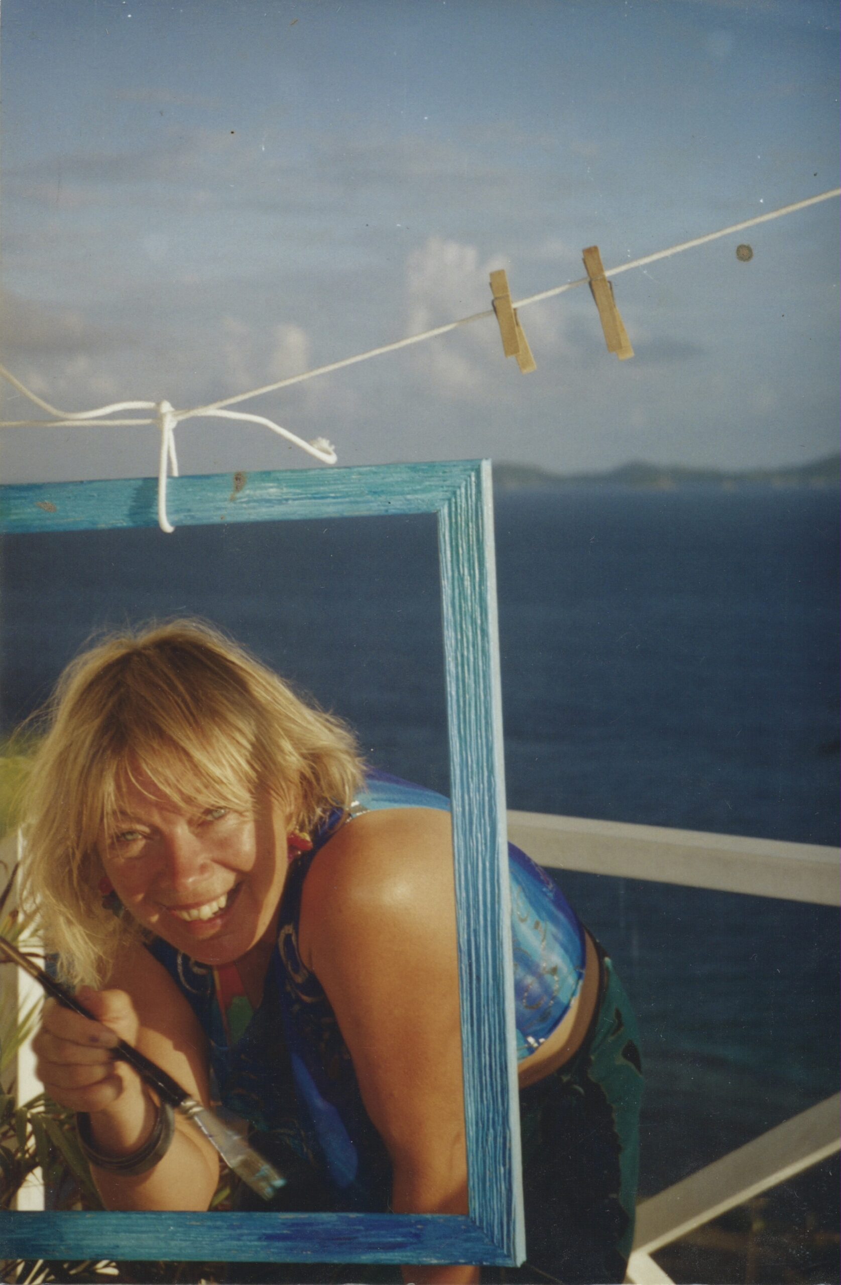 Babette Cole painting outdoors